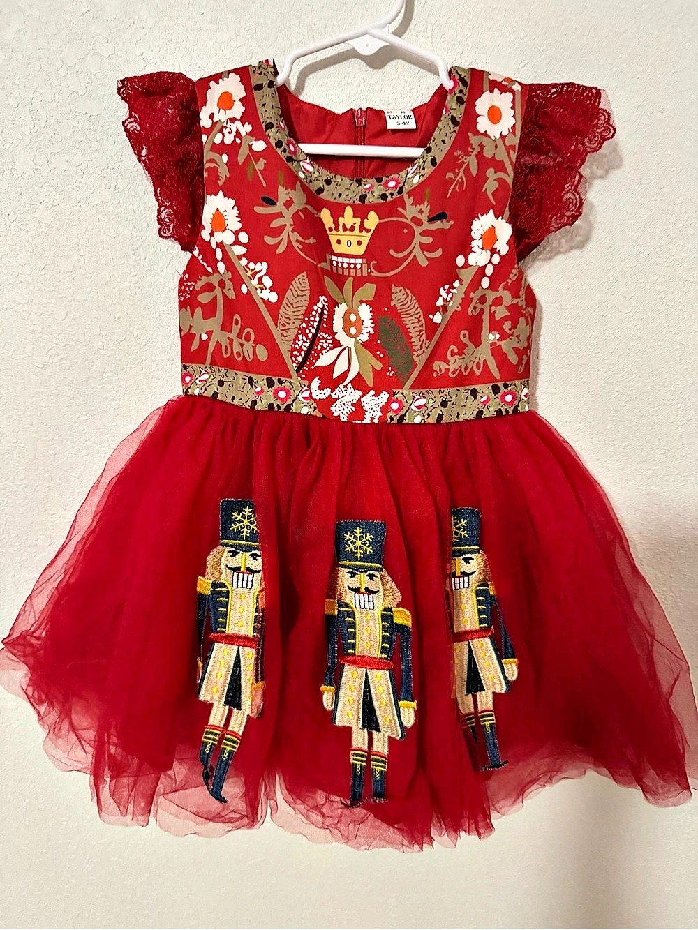 Mini Taylor Floral Tulle Party Dress Size 3-4Y Like New